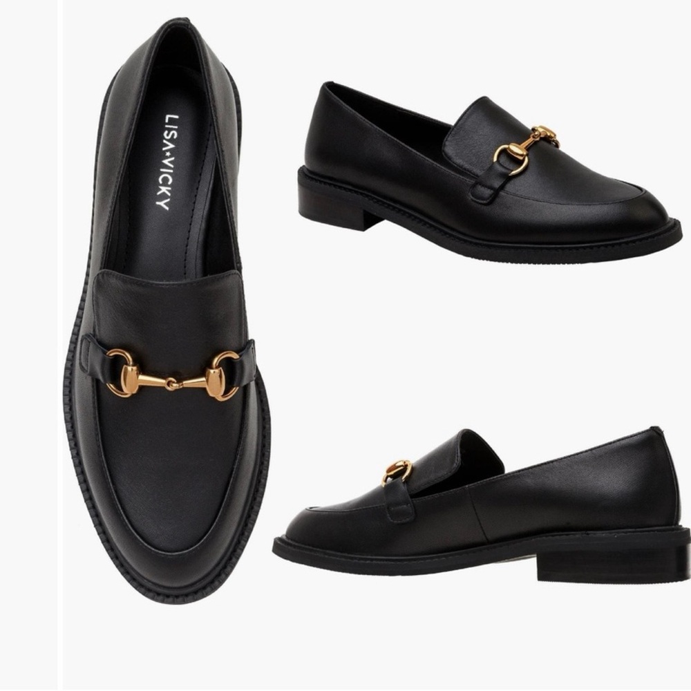NIB Lisa Vicky BLACK Zany Leather Loafers  Sz 6.5M